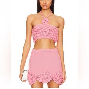 Ashby Crochet Top and Skirt in Pink